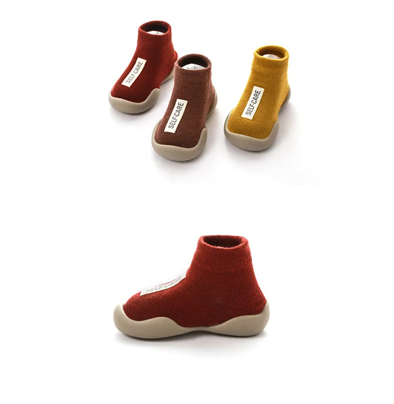 Baby Shoes Toddler First Walkers Infant Boys Girls Kids Rubber Soft Non-Slip Sole Floor Barefoot Casual Shoes Knit Booties