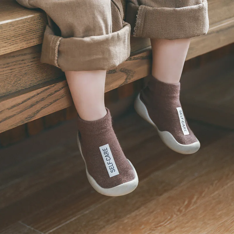 Baby Shoes Toddler First Walkers Infant Boys Girls Kids Rubber Soft Non-Slip Sole Floor Barefoot Casual Shoes Knit Booties