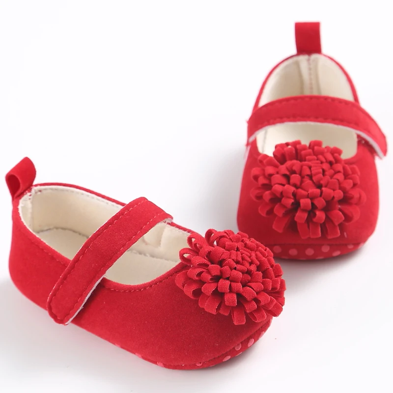 Baby Shoes Cute Baby Sweet Princess Style 0-1 Year Old Non slip Fabric Sole Newborn Red Holiday Walking Shoes 2026 New Ins Super