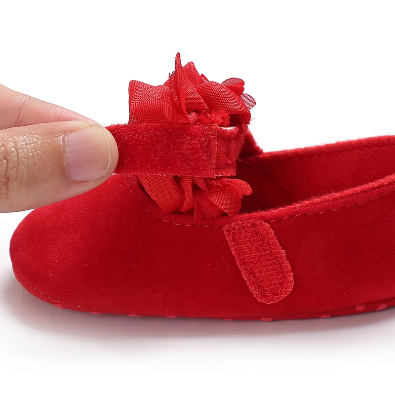 Baby Shoes Cute Baby Sweet Princess Style 0-1 Year Old Non slip Fabric Sole Newborn Red Holiday Walking Shoes 2026 New Ins Super
