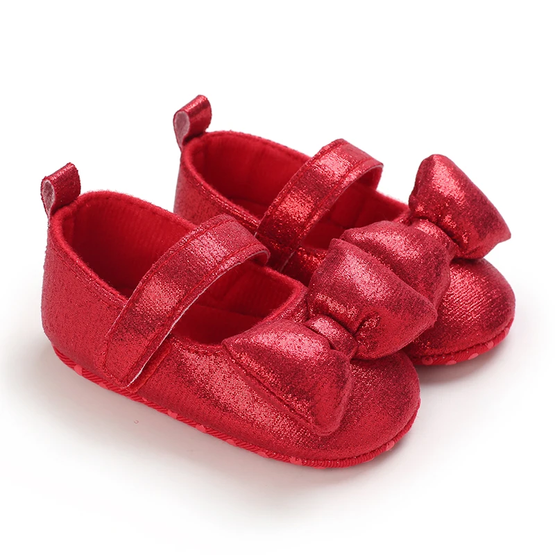 Baby Shoes Cute Baby Sweet Princess Style 0-1 Year Old Non slip Fabric Sole Newborn Red Holiday Walking Shoes 2026 New Ins Super