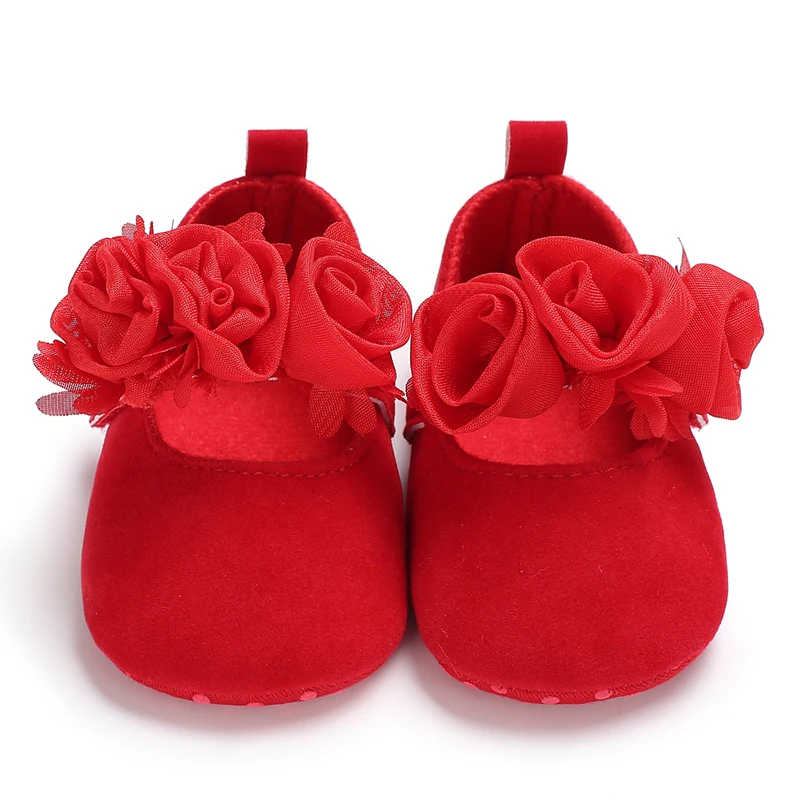 Baby Shoes Cute Baby Sweet Princess Style 0-1 Year Old Non slip Fabric Sole Newborn Red Holiday Walking Shoes 2026 New Ins Super