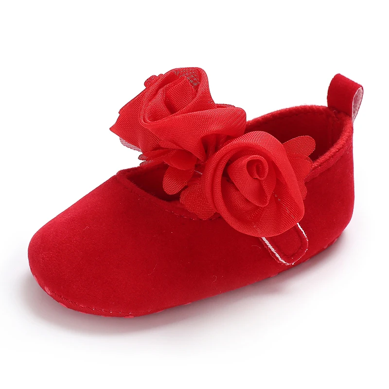 Baby Shoes Cute Baby Sweet Princess Style 0-1 Year Old Non slip Fabric Sole Newborn Red Holiday Walking Shoes 2026 New Ins Super